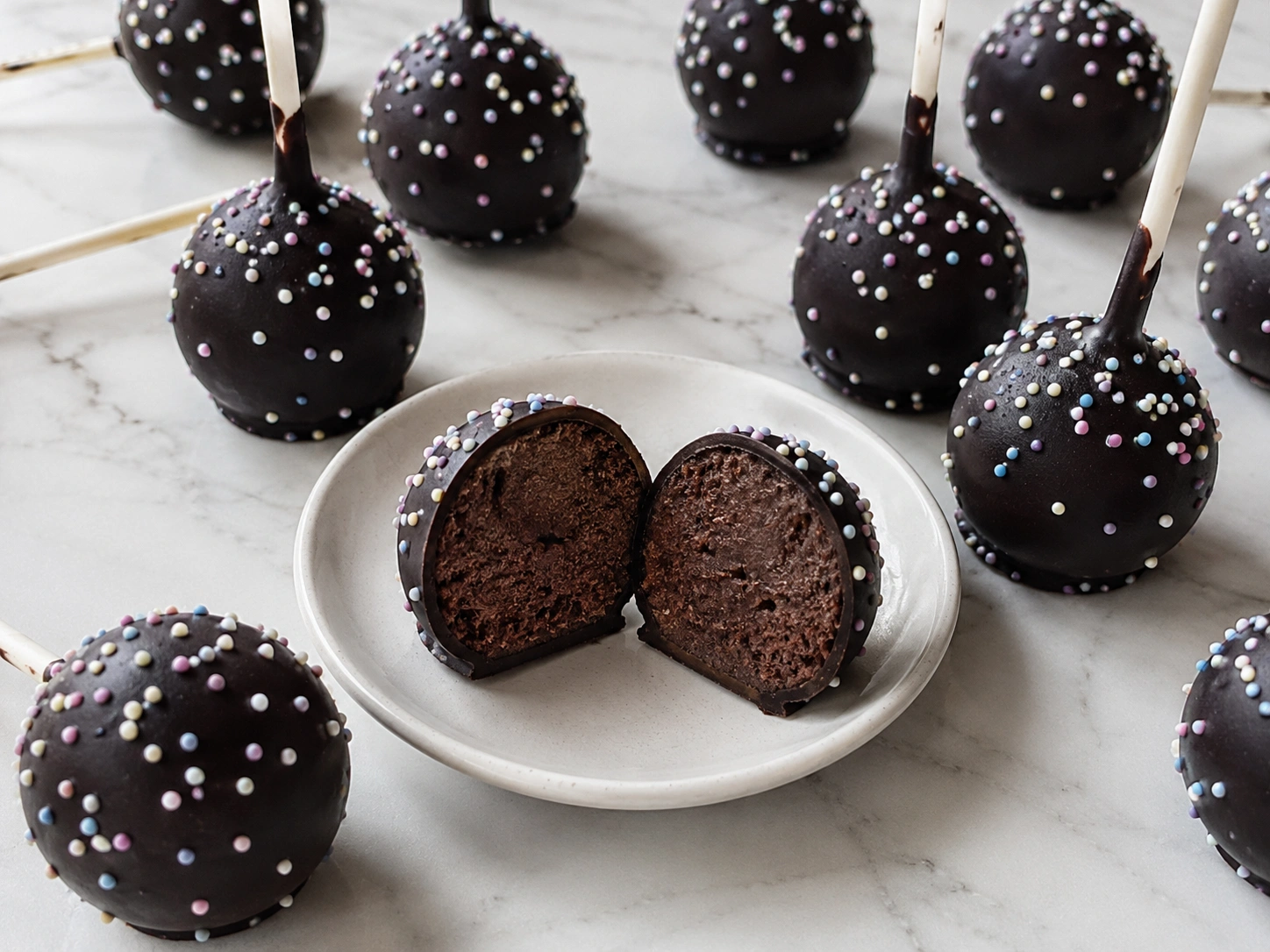 1 (14) Handmade Belgian Chocolate Cake Pop – Rich Chocolate Coated Cake Bite - Image 1