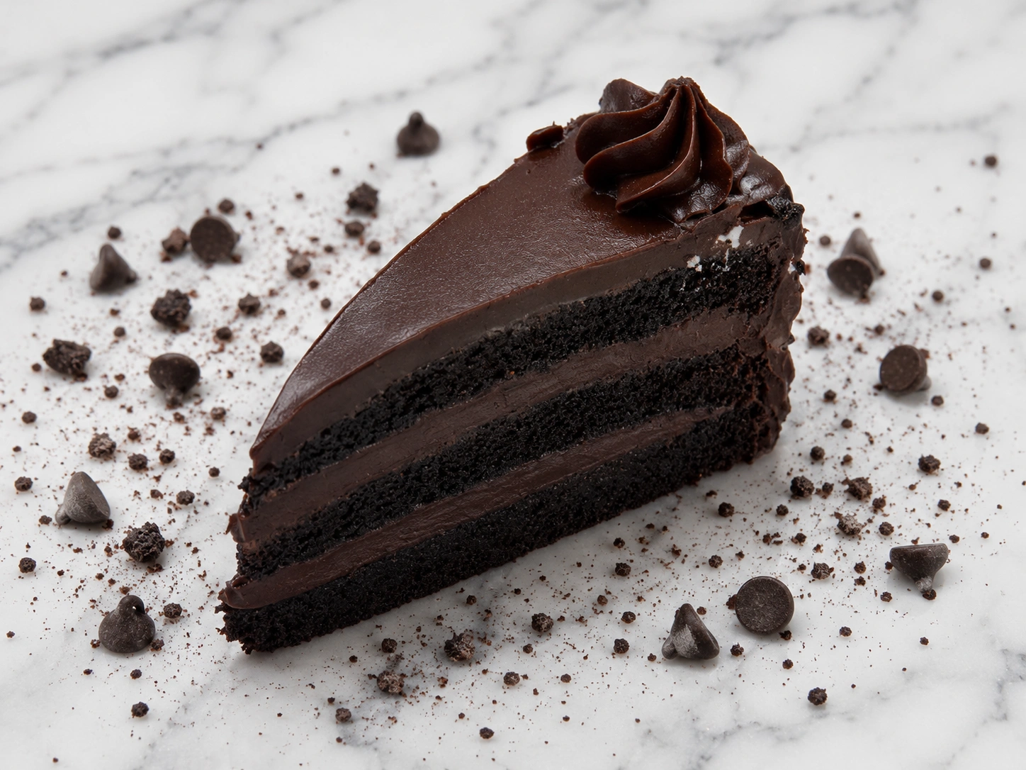 1 (2) Special X-Large Triple Chocolate Cake Slice with Whipped Cream - Image 1