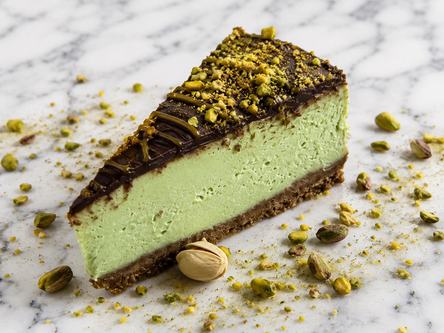 1 (4) X-Large Dubai Cheesecake Slice – Pistachio Chocolate Cheesecake - Image 1