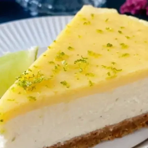 Gourmet Key Lime Cheesecake Slice with Whip Cream