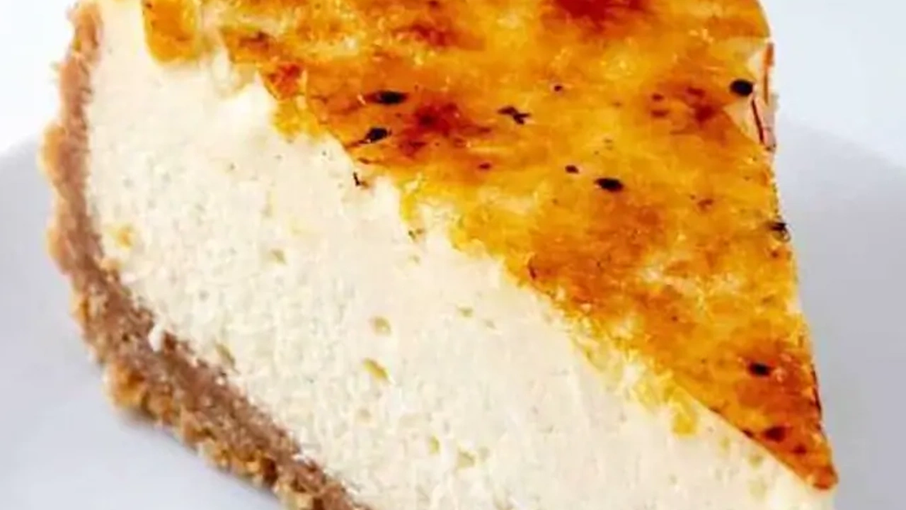 X-Large Creme Brulee Cheesecake Slice with Whip Cream X-Large Creme Brulee Cheesecake Slice with Whip Cream - Image 1