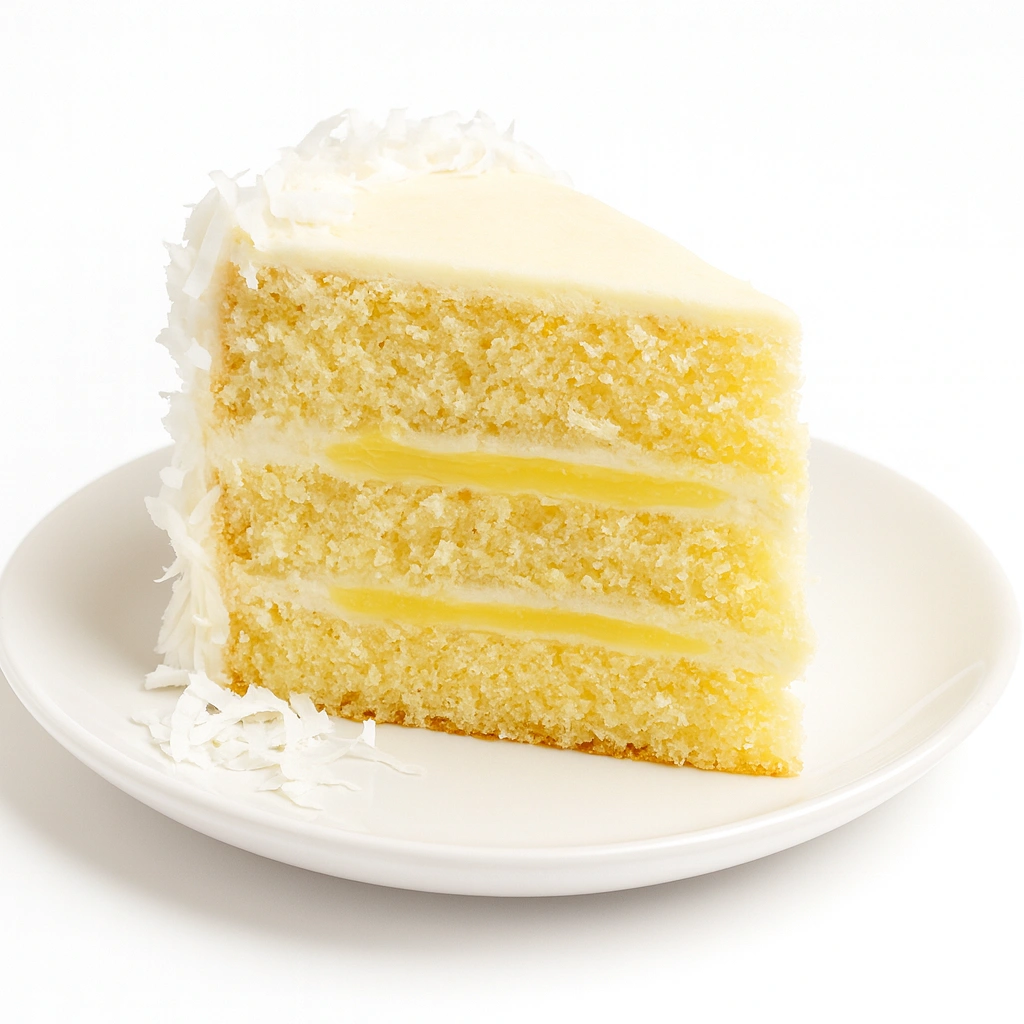 cb144771-560c-4e67-8d14-20a8889bccea Fresh X-Large Coconut Lemon Cake Slice with Whip Cream - Image 1