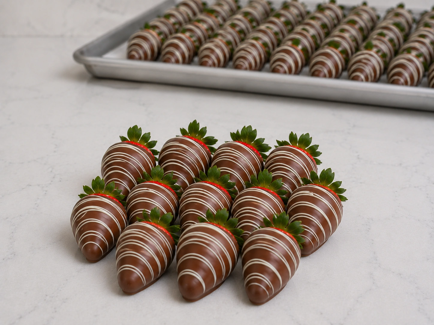 dozen strawberries Fresh Belgian Chocolate Covered Strawberries – Half Dozen (100% Belgian Chocolate) - Image 1