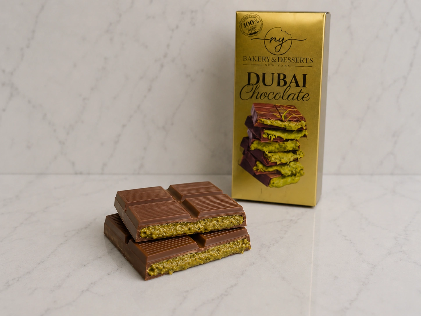 dubai chocolate Famous Dubai Chocolate Bar – Pistachio Cream Filled Chocolate - Image 1