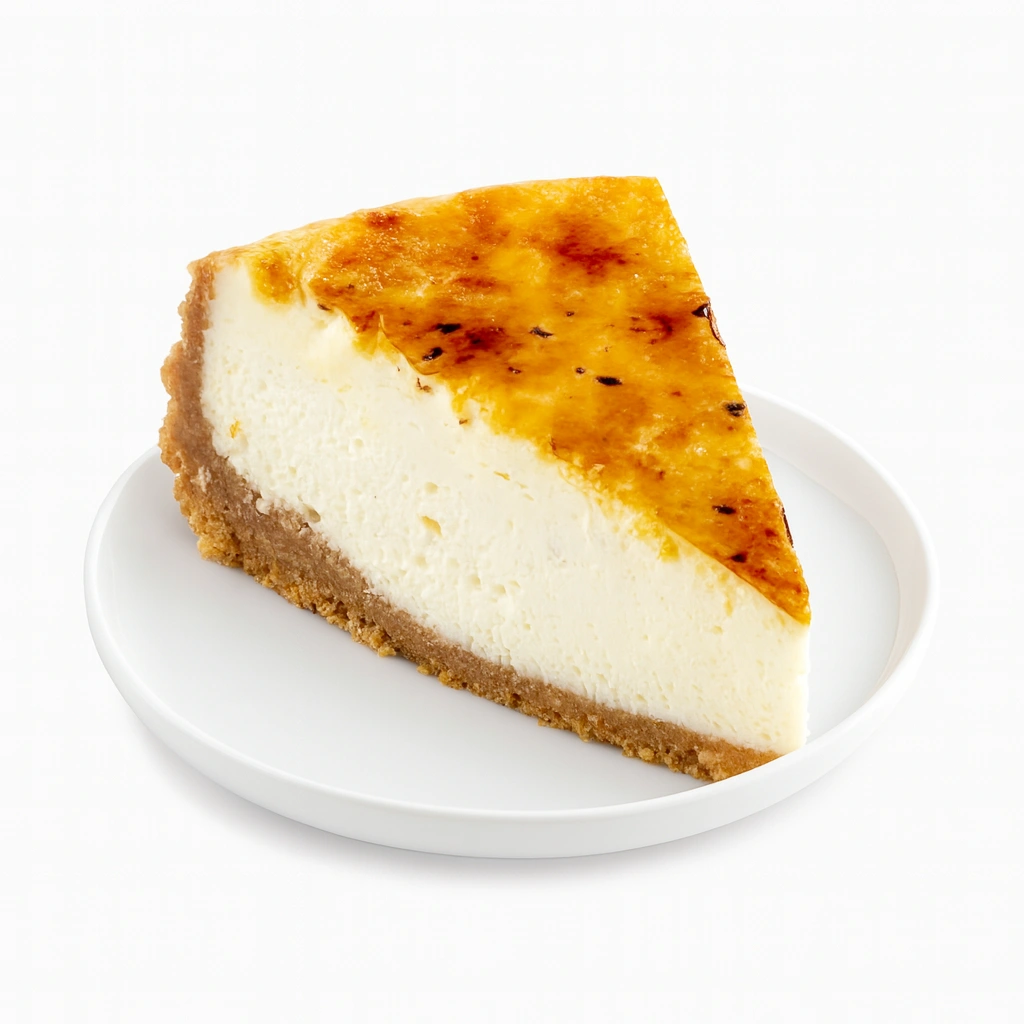 nybd (4) X-Large Creme Brulee Cheesecake Slice with Whip Cream - Image 1