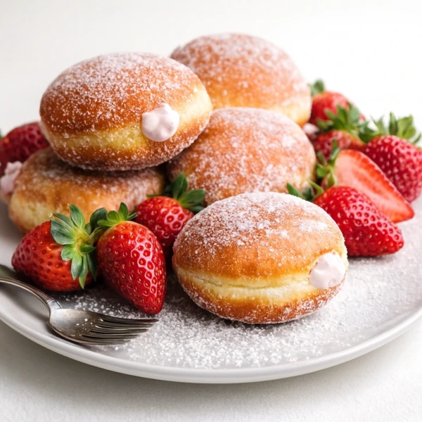 Freshly Baked Strawberry Bomboloni
