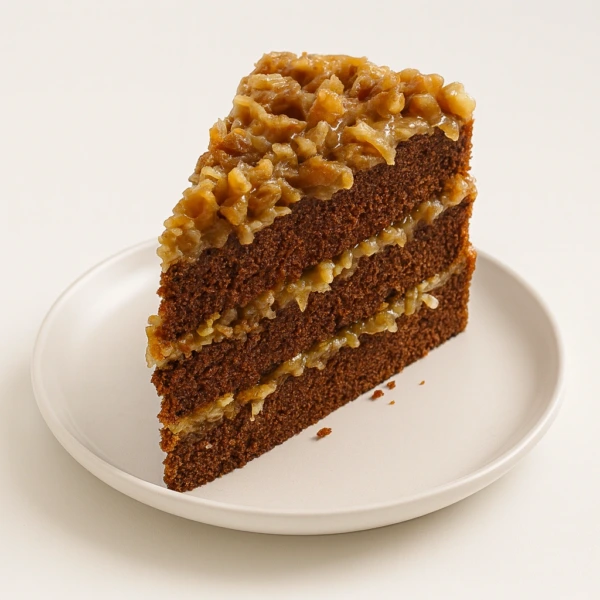 Handmade German Chocolate Cake Slice with Whipped Cream