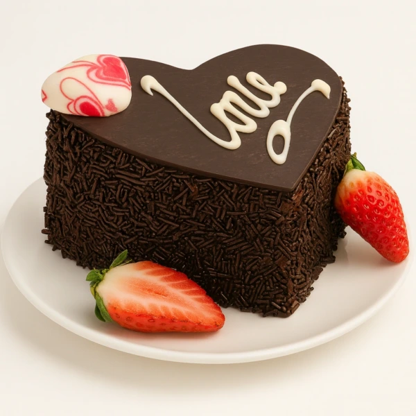 Special Heart Shaped Chocolate Mousse Cake with Love You
