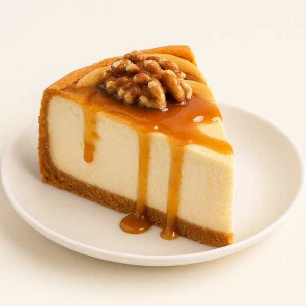 X-Large Walnut Cheesecake Slice with Whip Cream