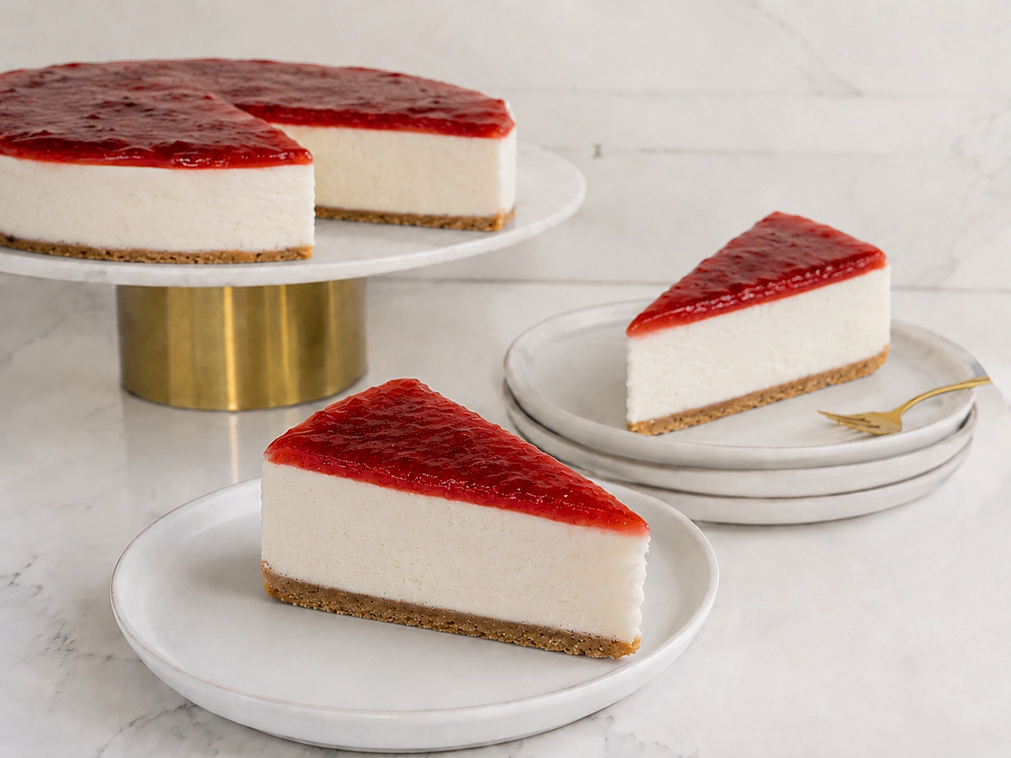 strawberry cheesecake X-Large Strawberry Cheesecake Slice with Whipped Cream – Creamy Berry Dessert - Image 1