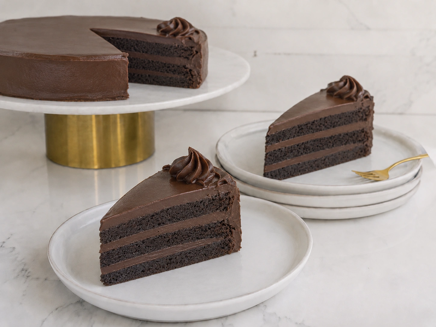 triple chocolate Special X-Large Triple Chocolate Cake Slice with Whipped Cream - Image 1