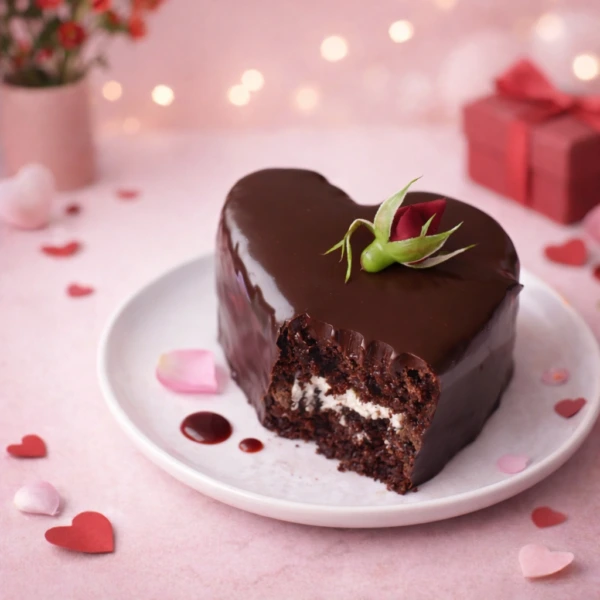 Heart Shaped I Love You Chocolate Mousse Cake